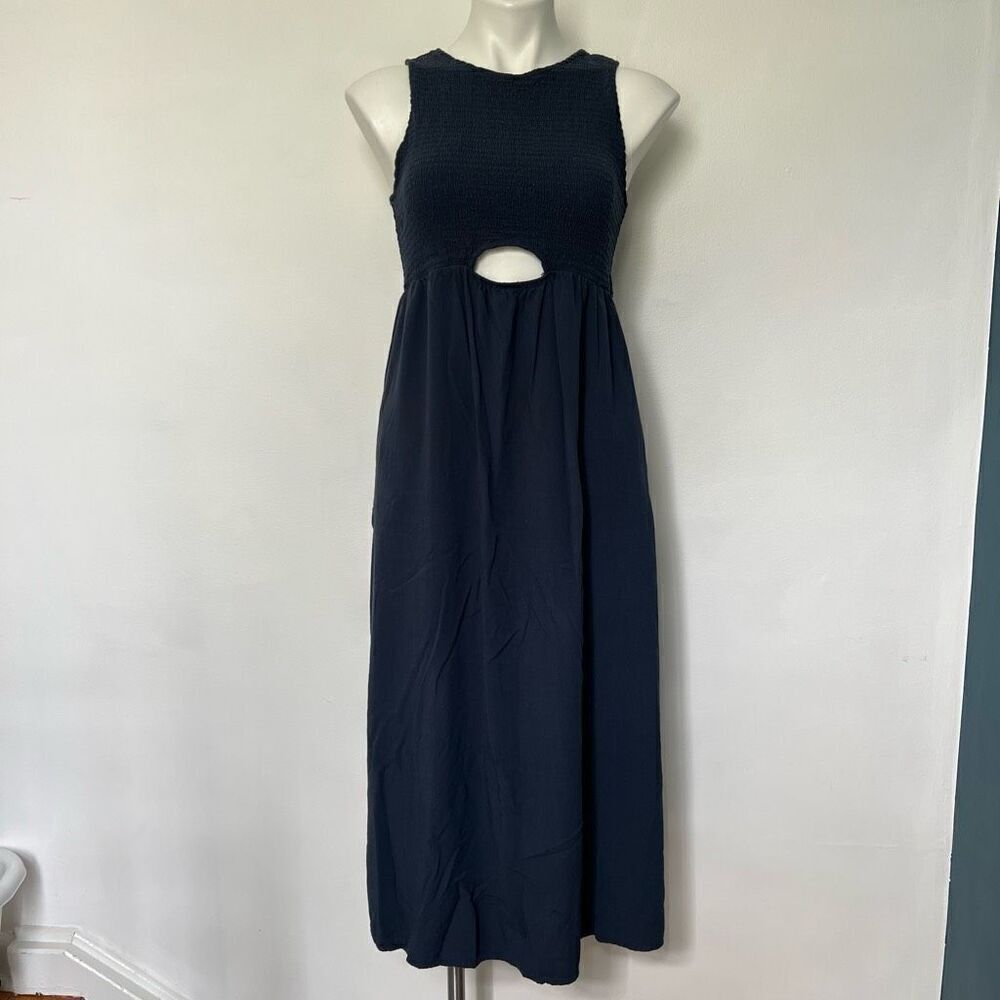 Isabel Ingrid + Isabel Smocked Midi Dress with keyhole cutout